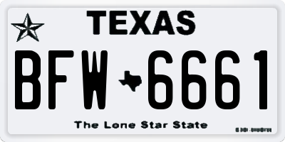 TX license plate BFW6661