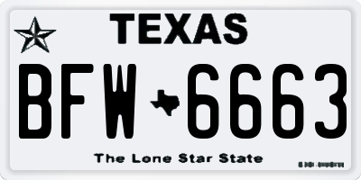 TX license plate BFW6663