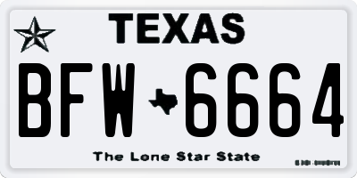 TX license plate BFW6664