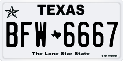 TX license plate BFW6667