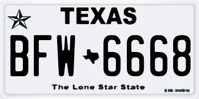 TX license plate BFW6668