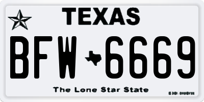TX license plate BFW6669