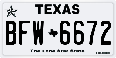 TX license plate BFW6672