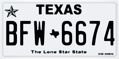 TX license plate BFW6674