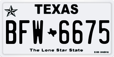 TX license plate BFW6675