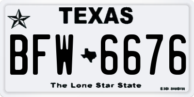 TX license plate BFW6676