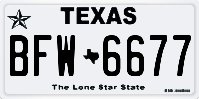 TX license plate BFW6677