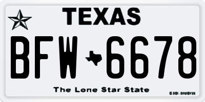 TX license plate BFW6678