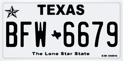 TX license plate BFW6679