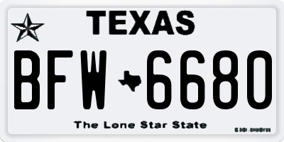 TX license plate BFW6680