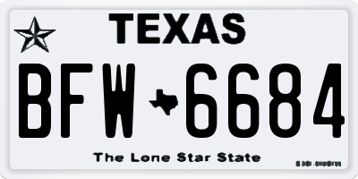 TX license plate BFW6684