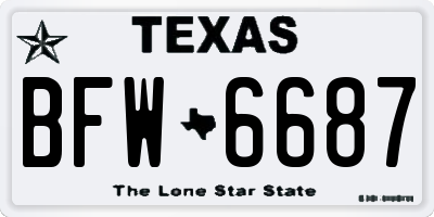TX license plate BFW6687