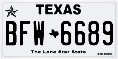 TX license plate BFW6689