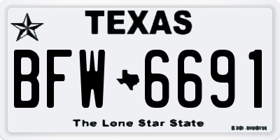 TX license plate BFW6691