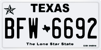 TX license plate BFW6692