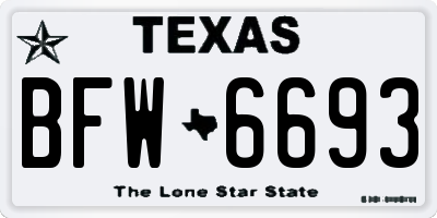 TX license plate BFW6693