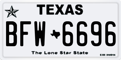 TX license plate BFW6696