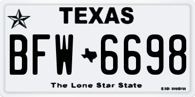 TX license plate BFW6698