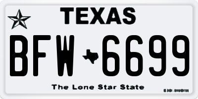 TX license plate BFW6699
