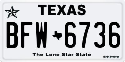TX license plate BFW6736