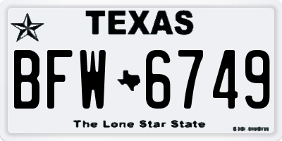 TX license plate BFW6749