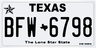 TX license plate BFW6798