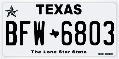 TX license plate BFW6803