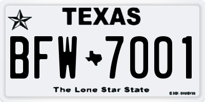 TX license plate BFW7001