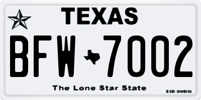 TX license plate BFW7002