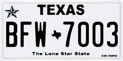 TX license plate BFW7003