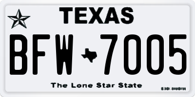 TX license plate BFW7005