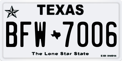TX license plate BFW7006
