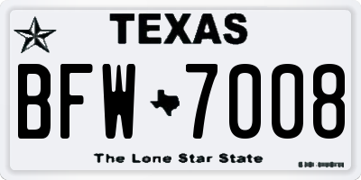 TX license plate BFW7008