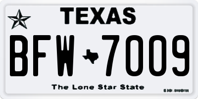 TX license plate BFW7009