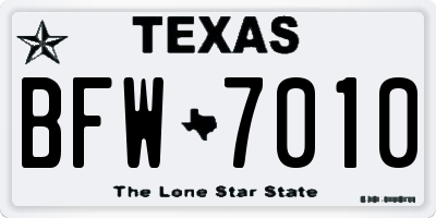 TX license plate BFW7010