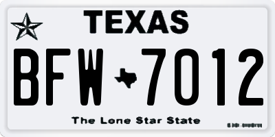 TX license plate BFW7012