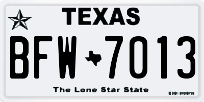TX license plate BFW7013