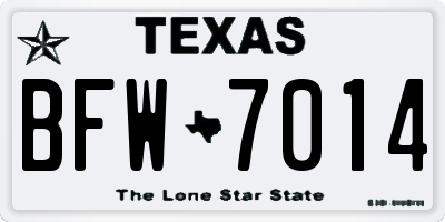 TX license plate BFW7014