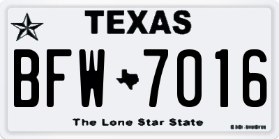 TX license plate BFW7016