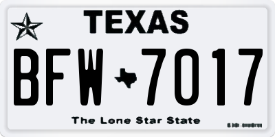 TX license plate BFW7017