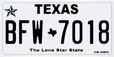 TX license plate BFW7018