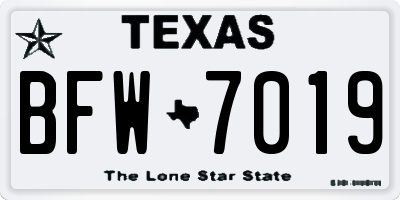 TX license plate BFW7019