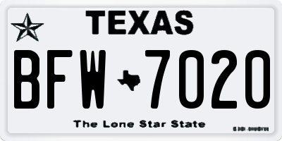 TX license plate BFW7020