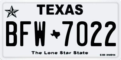 TX license plate BFW7022