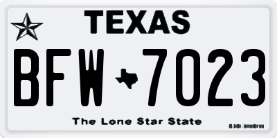 TX license plate BFW7023