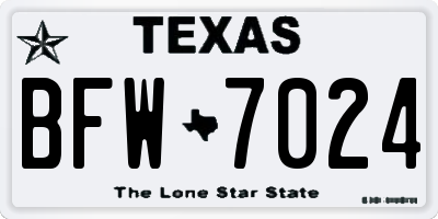 TX license plate BFW7024
