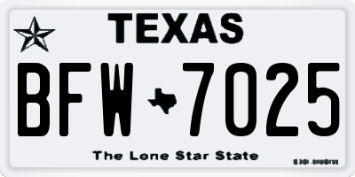 TX license plate BFW7025