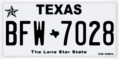 TX license plate BFW7028