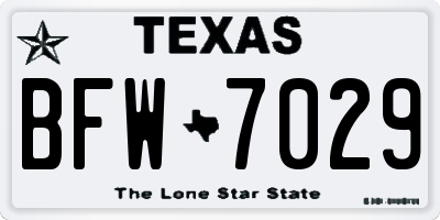 TX license plate BFW7029