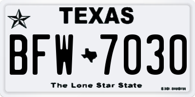 TX license plate BFW7030
